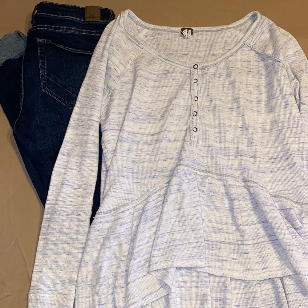 Free People Waffle knit Peplum